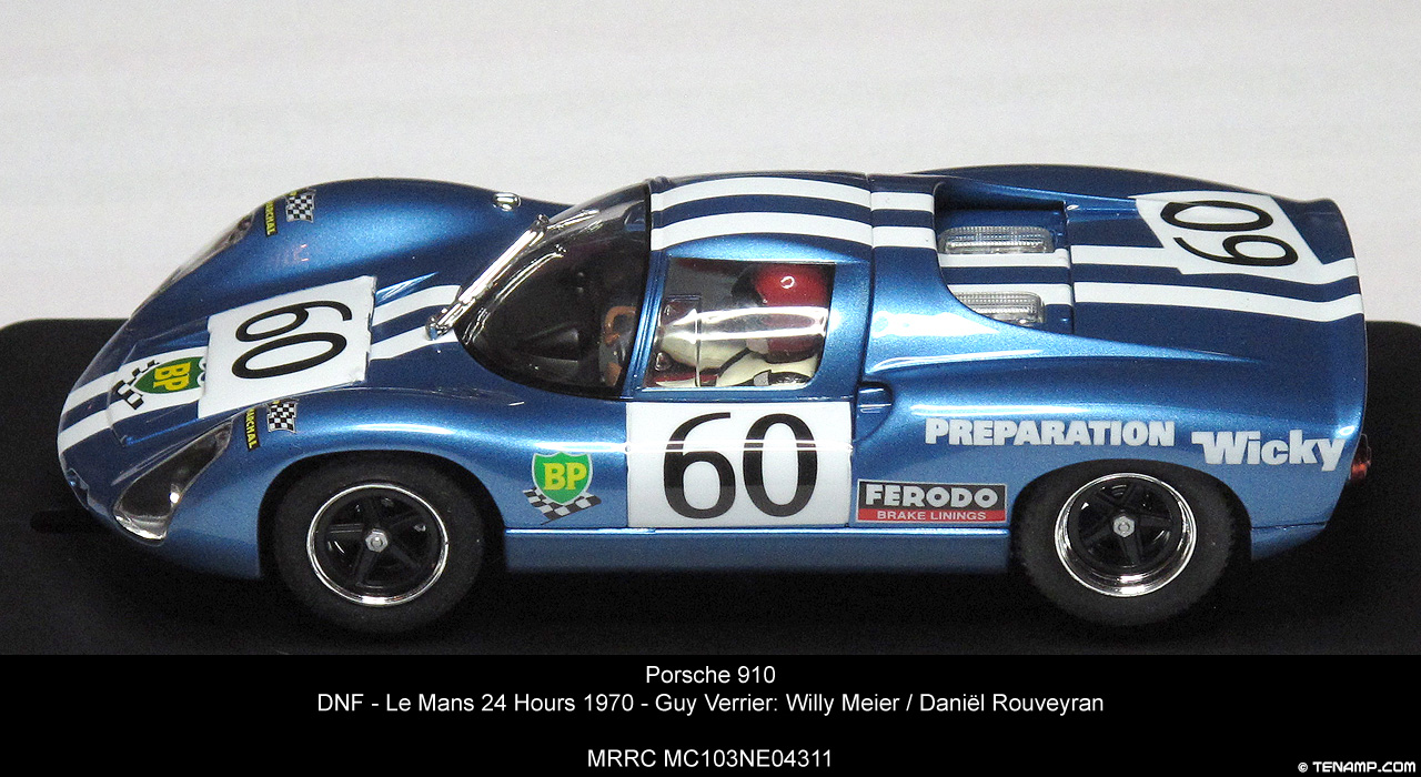 MRRC MC103NE04311 Porsche 910 - No.60 Preparation Wicky. Entrant: Guy Verrier. DNF, Le Mans 24 Hours 1970. Willy Meier / Daniël Rouveyran
