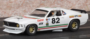Scalextric C3538 - 1970 Ford Mustang. #82 Castrol "Boss GTX 302". Originally raced in Trans-Am 1970-1972, now owned and raced (2005-2014) by Peter Hallford.